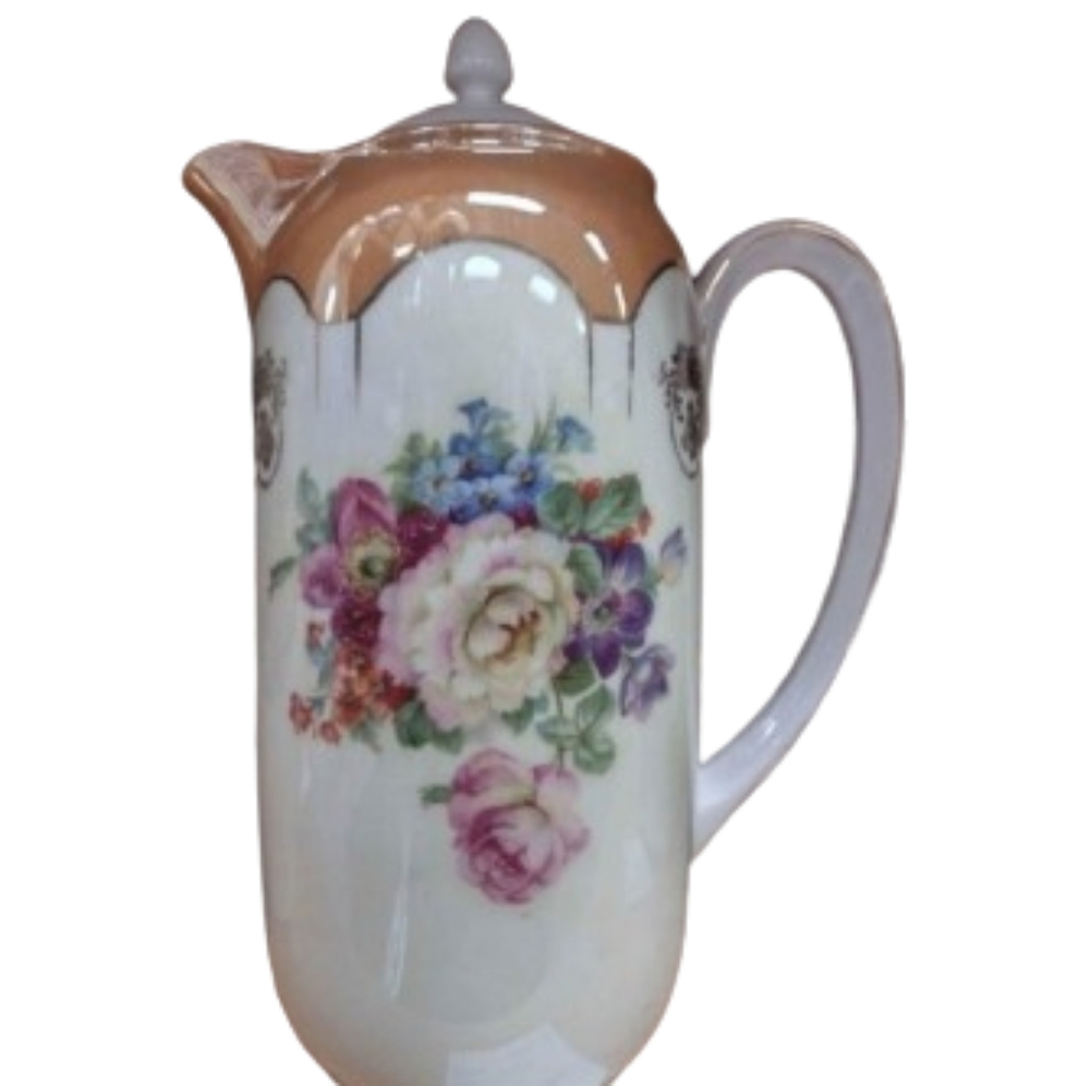 Bavarian Lusterware Tea Pot, 1960's White Block